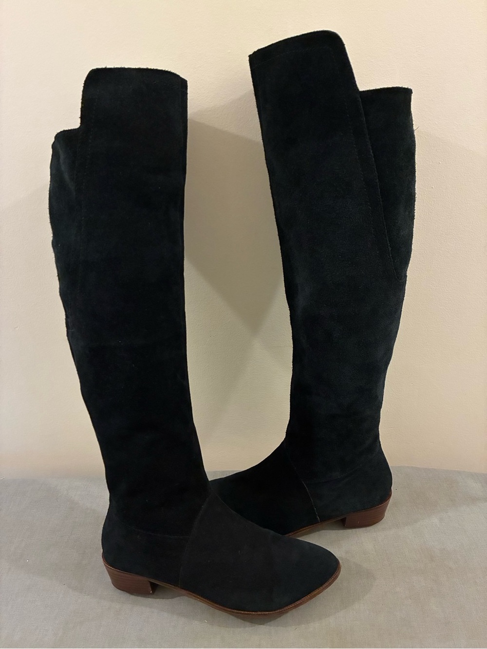 Kelsi Dagger Black Suede Over-the-Knee Boots